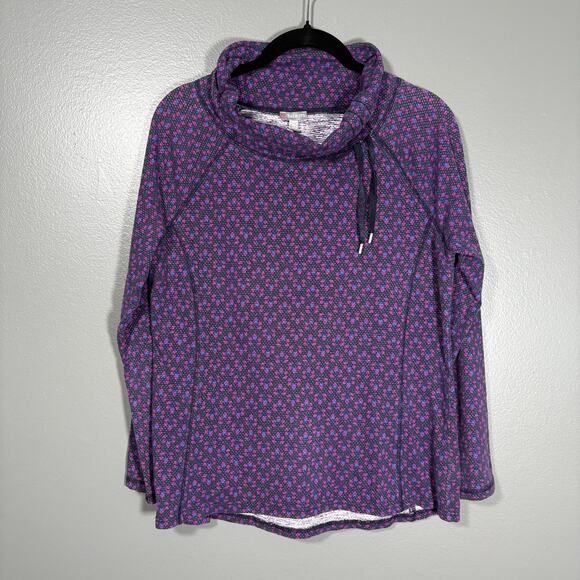 Talbots Women's Blue & Purple Funnel Neck Activewear Top - Size Medium Petite MP - Picture 1 of 7